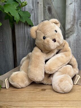 Vintage Brown Teddy Bear Plush Stuffed Animal Backpack 16”